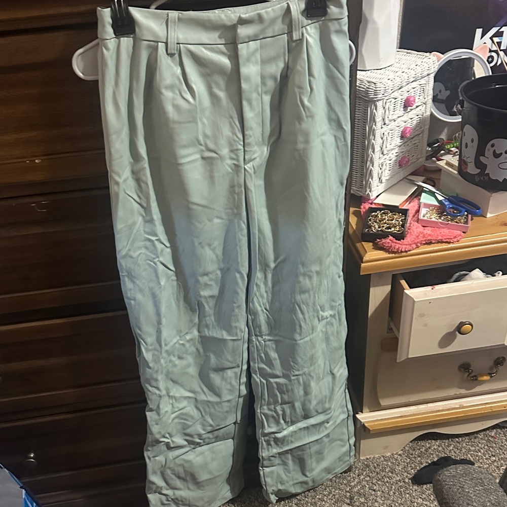 Light Green Pleated Trousers